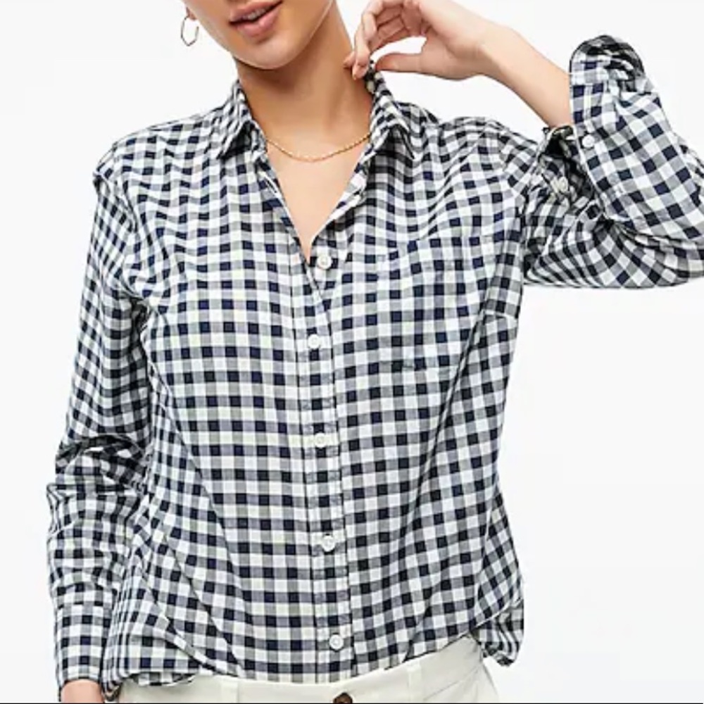 Women’s XL (more like L) JCrew Gingham Lightweight Button Down Cotton Shirt